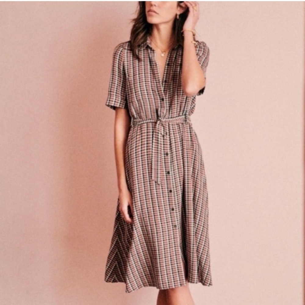 Sezane Jeanne Plaid Shirt Dress